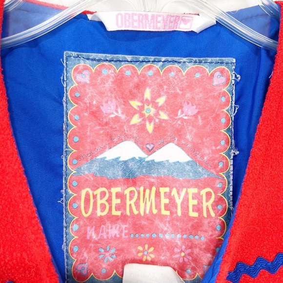 Obermeyer Vintage Kid's Snow Bibs Red and Blue Buttons Snow Pants 80s 90s size 5 - Picture 7 of 11